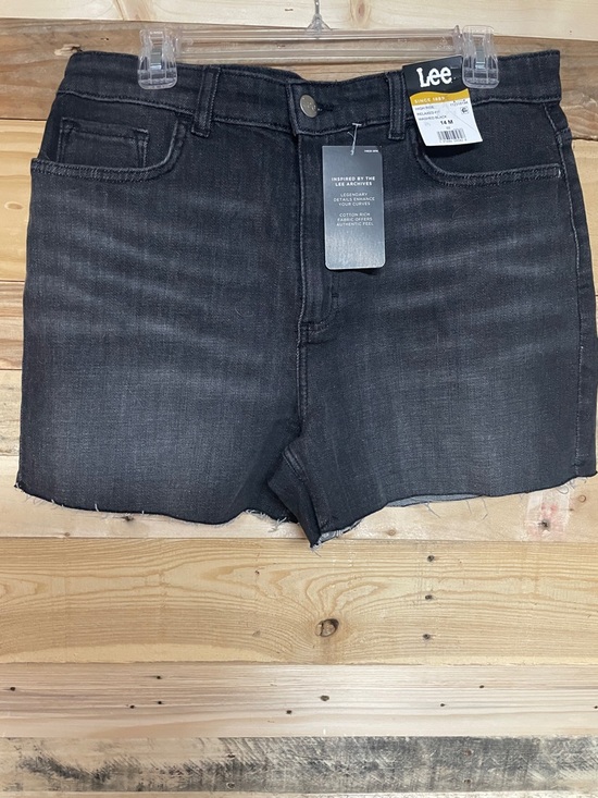 Lee Pants - Lee size 14M Black Mineral Wash Frayed Hem Stretchy High-rise Relax Denim Shorts